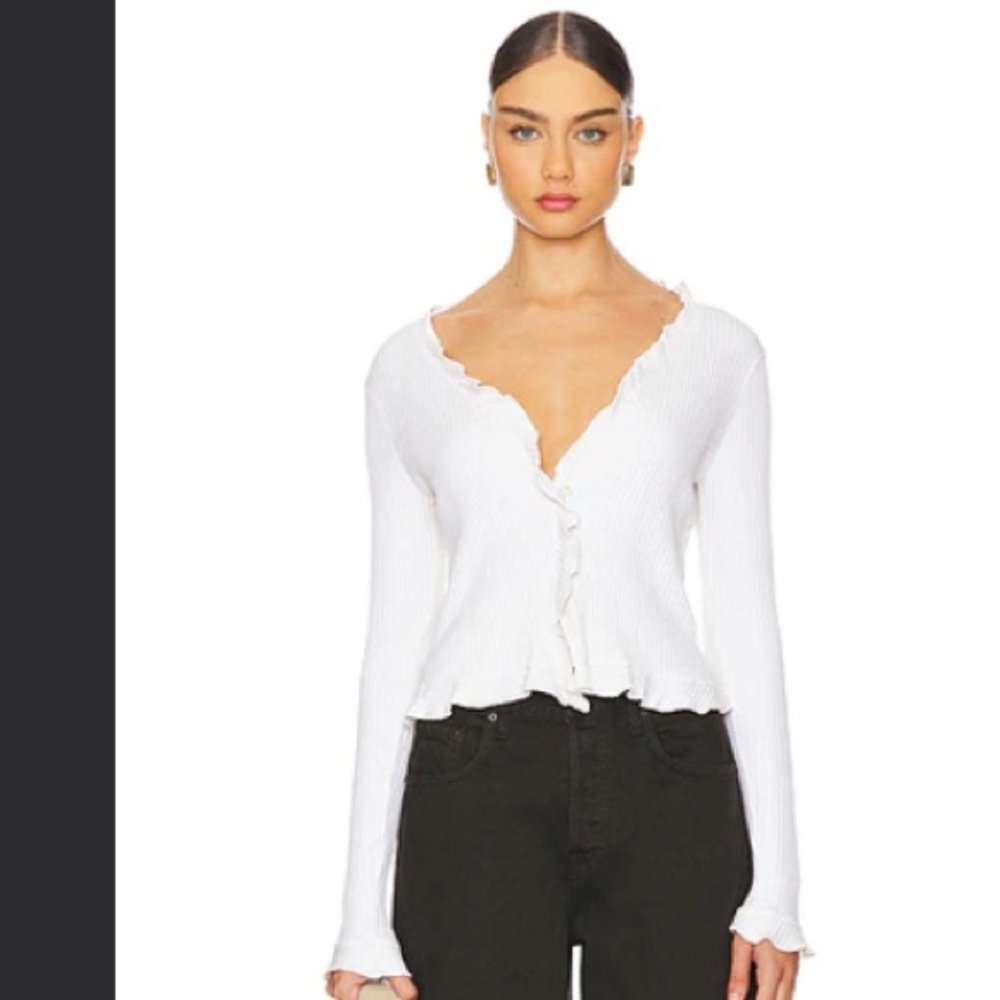 Cream Ruffled Women's Sweater